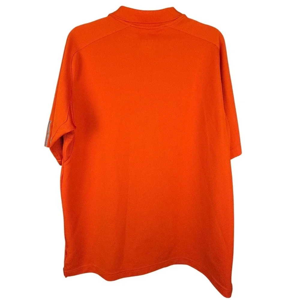 Adidas Golf Polo Shirt Mens Medium Orange 3-Stripes Short Sleeve ClimaCool‎